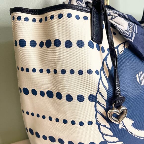 BRIGHTON UNDER THE SEA CANVAS SEAHORSE ANCHOR SCARF NAUTICAL TOTE - Picture 6 of 8